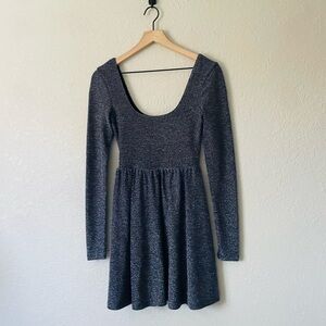 Free People Double Scoop Neck Metallic Skater Dress